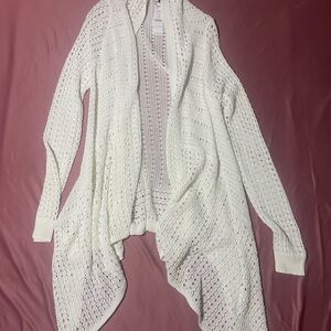 White House Black Market Ivory Open-Front Cardigan